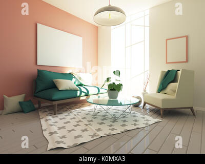 Moderne hipster Interior 3d Stockfoto