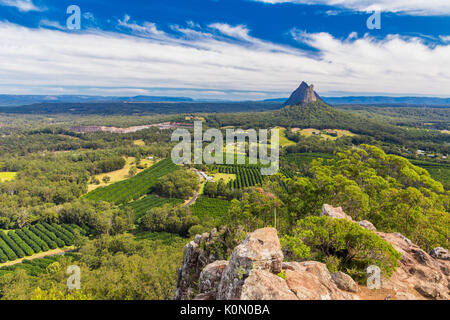 Blick vom Gipfel des Mount Ngungun, Glas Haus Berge, Sunshine Coast, Queensland, Australien Stockfoto