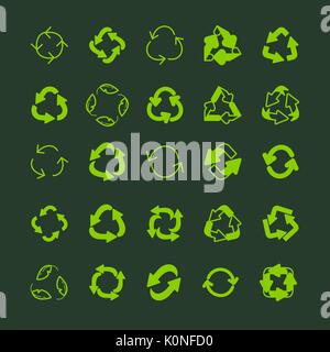 Recycling Ökologie dünne Linie vektor Icon Set. Stock Vektor