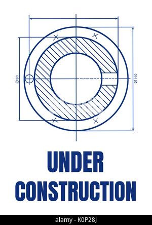 Digital composite von Bau Text gegen Blueprint Stockfoto