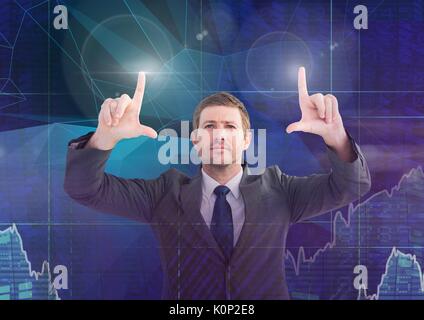 Digital composite des Menschen berühren und Interagieren mit Übergangseffekt Stockfoto