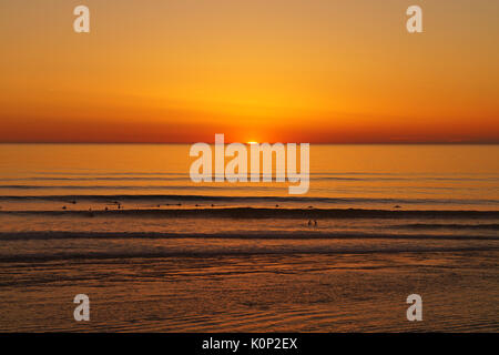 In Hourtin bei Sonnenuntergang im August 2013 Surfen während der World Championship Tour Stockfoto