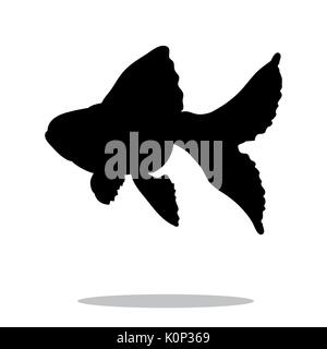 Goldfisch Fisch schwarze Silhouette Aquatic Animal. Vektor Illustrator. Stock Vektor