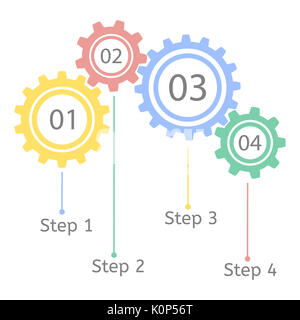 Gang Statistik Konzept. Infografik Business Template. Zahnrad, Teamarbeit. Schritt für Schritt. Stockfoto