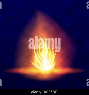 Brennendes Feuer. Heiße Flamme flackert mit Funken. Zungen wie von Feuer. Flackern einer Fackel. Hell brennenden Effekt einer Kerze. Stockfoto