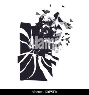 Bildschirm "Telefon" zerbricht in Stücke gerissen. Gebrochene smartphone Split durch die Explosion. Anzeige der Telefon erschüttert. Moderne Gadget muss repariert werden. Stockfoto