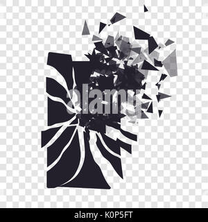 Bildschirm "Telefon" zerbricht in Stücke gerissen. Gebrochene smartphone Split durch die Explosion. Anzeige der Telefon erschüttert. Moderne Gadget muss repariert werden. Stockfoto