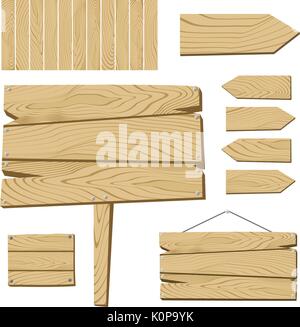 Satz von Zeichen und Gegenstände aus Holz auf weißem Hintergrund, nützlich für viele Anwendungen, in Vektor Format sehr einfach zu bearbeiten, individuelle Objekt Stock Vektor