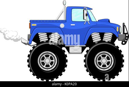 Monster Truck 4x4 Cartoon auf weißem Hintergrund Stock Vektor