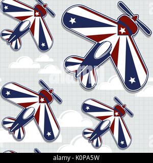Lustige akrobatische Flugzeuge Cartoon Muster für kindliche Dekoration im Vektorformat sehr einfach zu bearbeiten, einzelne Objekte Stock Vektor