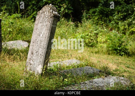 Der alte jüdische Friedhof oberhalb des Dorfes Dobra Voda, Slowakei aufgegeben. Stockfoto