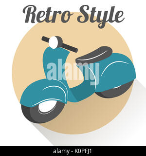 Abbildung: Vintage Scooter. Flachbild-Symbol. Stockfoto