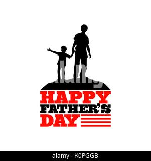 Typografie und Schrift mit Designelementen und Silhouetten für einen glücklichen Vater Stock Vektor