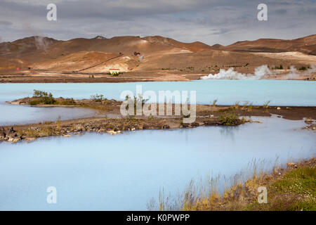 Geothermieanlage Run-off-Wasser in den See Myvatn Region Stockfoto