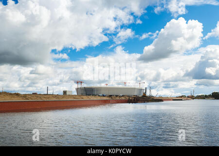 Der Bau des neuen Stadions für die Fußball-WM 2018 in Kaliningrad, Russland Stockfoto