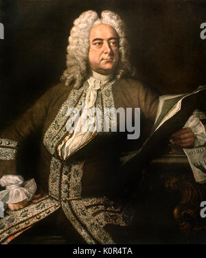 Georg Friedrich Händel - nach dem Lackieren von Thomas Hudson c 1747. GFH: Deutsch-englischer Komponist, 23. Februar 1685 - 14. April 1759. TH: englischer Maler, 1701 - 1779. Stockfoto
