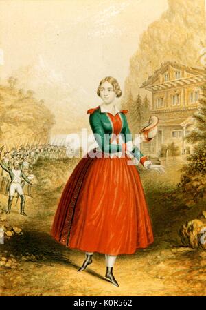 Jenny Lind in Donizettis "Figlia del Reggimento'. In London, 27. Mai 1847 im Her Majesty's Theatre mit Lind und Lablache. Jenny Lind (Johanna Maria Lind): Schwedisch - Sopran, oft als die schwedische Nachtigall, 6. Oktober 1820 bis 2. November 1887 bekannt. Donizetti, Gaetano: italienische Komponist: 29. November 1797 bis 8. April 1848. Stockfoto