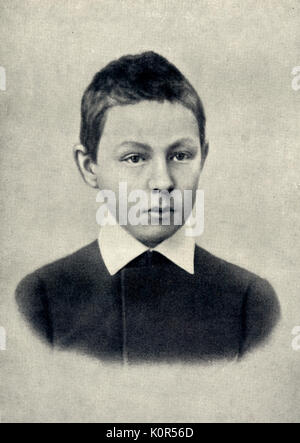 Sergej Rachmaninov Vassilievich im Alter von 12 Jahren. Russische Pianist und Komponist. Portrait des Komponisten. 1873-1943. Stockfoto