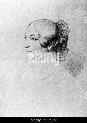 Caroline von Weber - Ehefrau von Carl Maria von Weber. Tschechische Sängerin. Zeichnung von ihrem Sohn Alexander. Stockfoto