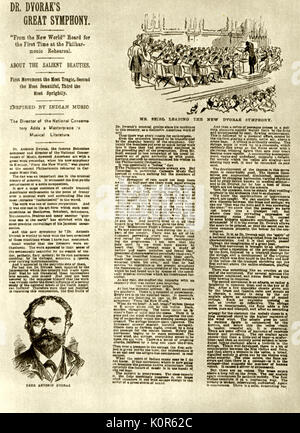 Dvorak-New World Symphony Review von Premiere von Op.95 in der New York Herald am 16. Dezember 1893. Antonin Dvorak. 1841-1904. Tschechischen Komponisten. Stockfoto