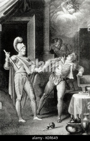 Mozarts Oper Don Giovanni Act II. Die Statue der ermordeten Komtur beim Abendessen. Von 'Orphea' 1825 getroffen Stockfoto