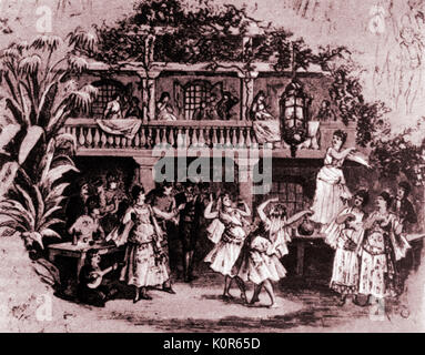 "Carmen", Oper von der französische Komponist Georges Bizet. Szene aus der Premiere in Paris, 3. März 1875. Der französische Komponist, 25. Oktober 1838 - vom 3. Juni 1875 Stockfoto
