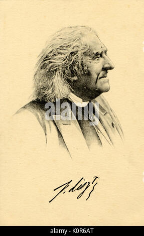 Franz Liszt alte signiertes Portrait, Profil - ungarische Pianist und Komponist. 22. Oktober 1811 - vom 31. Juli 1886. Stockfoto