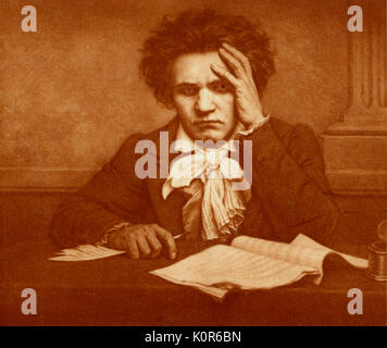 BEETHOVEN, Ludwig van - mit einer Hand auf den Kopf. Deutschen Komponisten (1770-1827). Stockfoto