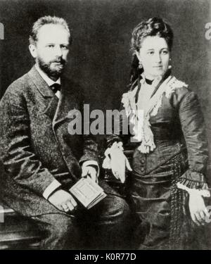 Pjotr Tschaikowsky & seine Frau Antonina Milyukova, 1877. Russische Komponist vom 7. Mai 1840 - 6. November 1893. Stockfoto