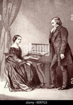 Robert und Clara Schumann, 1850, Hamburg. Nach der Daguerreotypie. Clara Schumann: deutsche Pianist und Komponist 1819-1896, verheiratet mit Robert Schumann, Deutscher Komponist, 1810-1856. Stockfoto