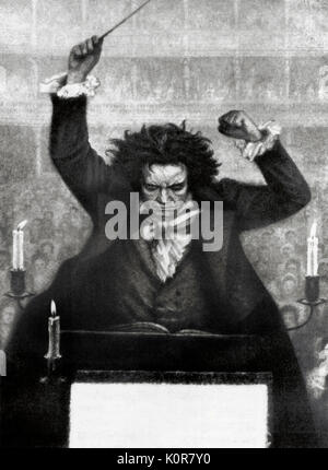 Ludwig van Beethoven dirigieren bei Baton - durch Katzaroff. Deutsche Komponist vom 17. Dezember 1770 - vom 26. März 1827 Stockfoto