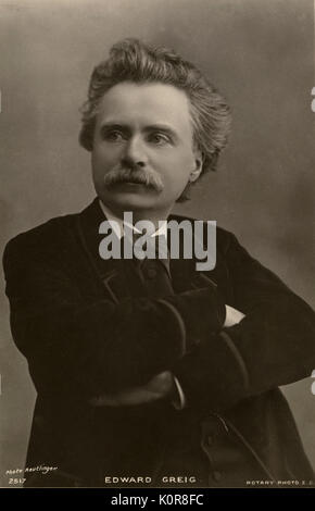 Edvard Grieg mit gekreuzten Armen. Norwegischen Komponisten schottischer Abstammung (1843-1907) Stockfoto