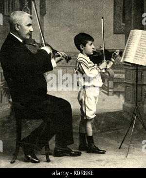 Ascanio Negretti de Vasconcellos. 6-jährigen Violinisten und Komponisten. Spielen eines seiner Werke auf den Seiten von 'Musica', 1906. Von der amerikanischen Presse als eine "neue Mozart" beschrieben. Hatte bereits 2 Melodien und Walzer. Noch heute erinnert. Stockfoto