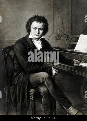 Ludwig van Beethoven am Klavier. Deutscher Komponist. 17. Dezember 1770 - vom 26. März 1827 Stockfoto