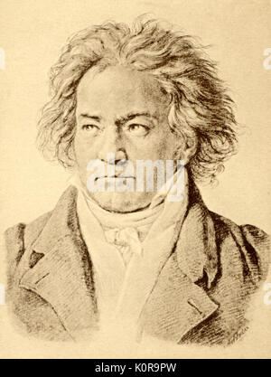 Ludwig van Beethoven - Porträt des Deutschen Komponisten. 1818 von Kloeber vom 17. Dezember 1770 - vom 26. März 1827 Stockfoto