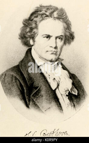 BEETHOVEN, Ludwig van Ludwig van Beethoven mit Unterschrift. Deutsche Komponist 1770-1827 Stockfoto