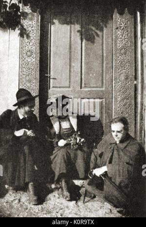 Bela Bartok und Zoltan Kodaly und Kodaly's Frau 1912. B.B.: ungarische Komponist und Pianist, 1881-1945. Zoltán Kodály: 16. Dezember 1882 bis 6. März 1967, ungarischer Komponist, Musikethnologe, Pädagoge, Sprachwissenschaftler und Philosoph. Stockfoto