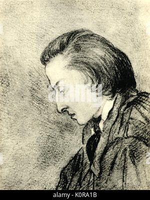 Frédéric Chopin, Profil Portrait von George Sand. Zeichnung. Polnische Komponist (1810 - 1849). Stockfoto