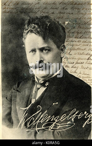 Willem Mengelberg Portrait mit Signatur niederländische Dirigent (1871-1951). Stockfoto