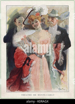 "L'Arlésienne"-Programm für die Jahre 1907 Performance von Alphonse Daudet spielen. Die Leistung von der Comédie Francaise am Théatre de Monte Carlo auf den 14. Januar 1907. Musik von Georges Bizet. Illustration von Grün. AD, Französisch novelitst: 13. Mai 1840 - 16. Dezember 1897. GB, französischer Komponist: 25. Oktober 1838 - vom 3. Juni 1875. Stockfoto