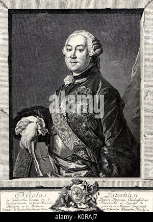 Haydns Patron und Arbeitgeber, Fürst Nikolaus Joseph Esterházy (1714-1790). Lithographie von G.F. Schmidt (1759) nach L. Tocqué (1758). Stockfoto