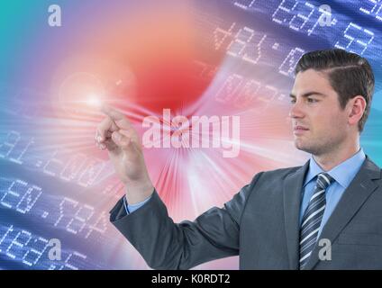 Digital composite des Menschen berühren und Interagieren mit Übergangseffekt Stockfoto