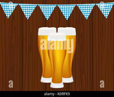 Bier und Flags für das Oktoberfest Stock Vektor