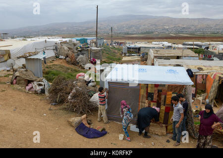 Libanon Baalbek in der Beqaa Tal, Flüchtlingslager in Syrien/Libanon Baalbek in der Bekaa-ebene Ebene, syrisches Fluechtlingslager Stockfoto