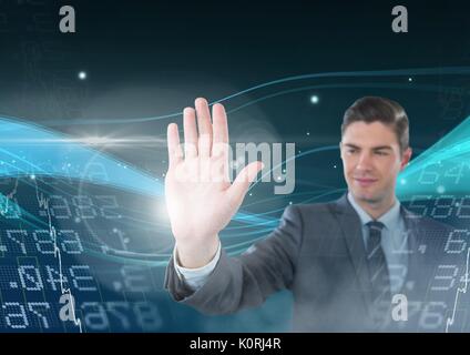 Digital composite des Menschen berühren und Interagieren mit Übergangseffekt Stockfoto