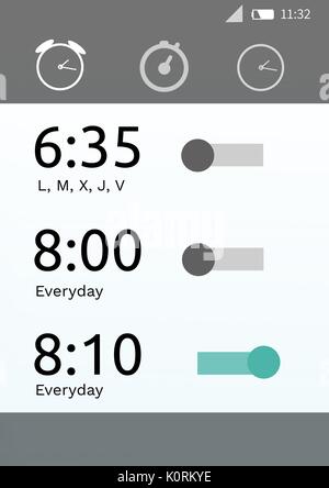 Der Wecker digital Composite Application Interface Stockfoto