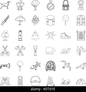 Rucksack Symbole gesetzt, outline Style Stock Vektor