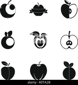 Apple Icon Set, einfachen Stil Stock Vektor