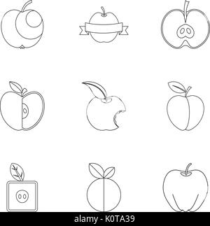 Apple Icon Set, outline Style Stock Vektor