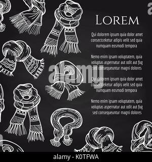 Warme winter Schals Tafel Plakat mit Text. Vector Illustration Stock Vektor